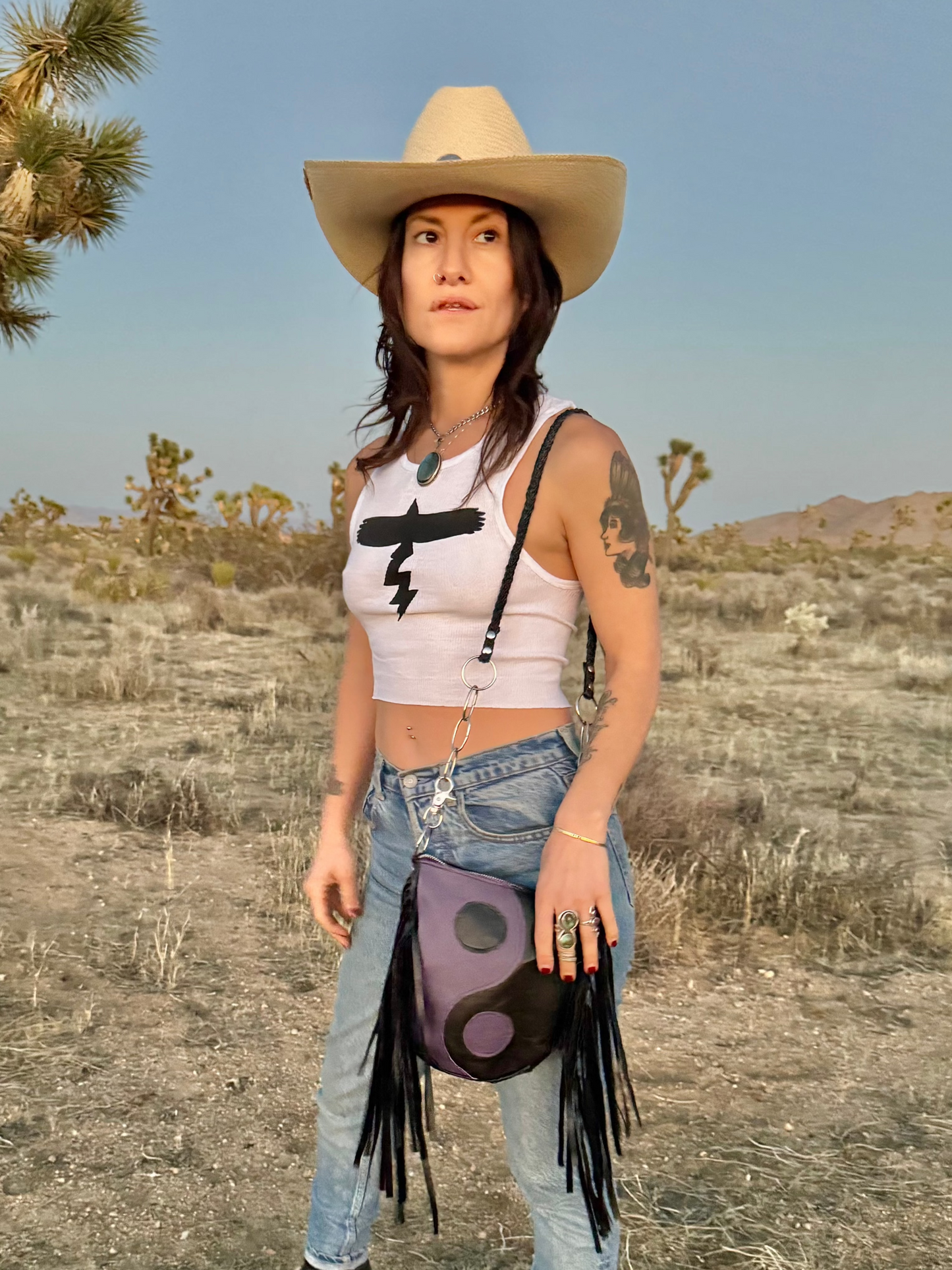 Purple Yin Yang Rider Handbag