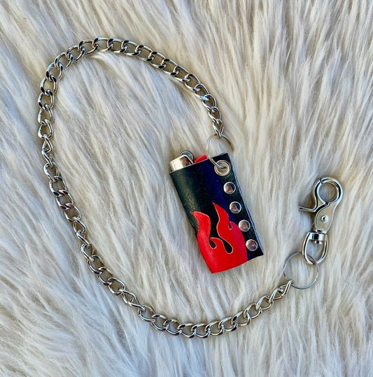 Turbo Flame Lighter Case w/ Chain
