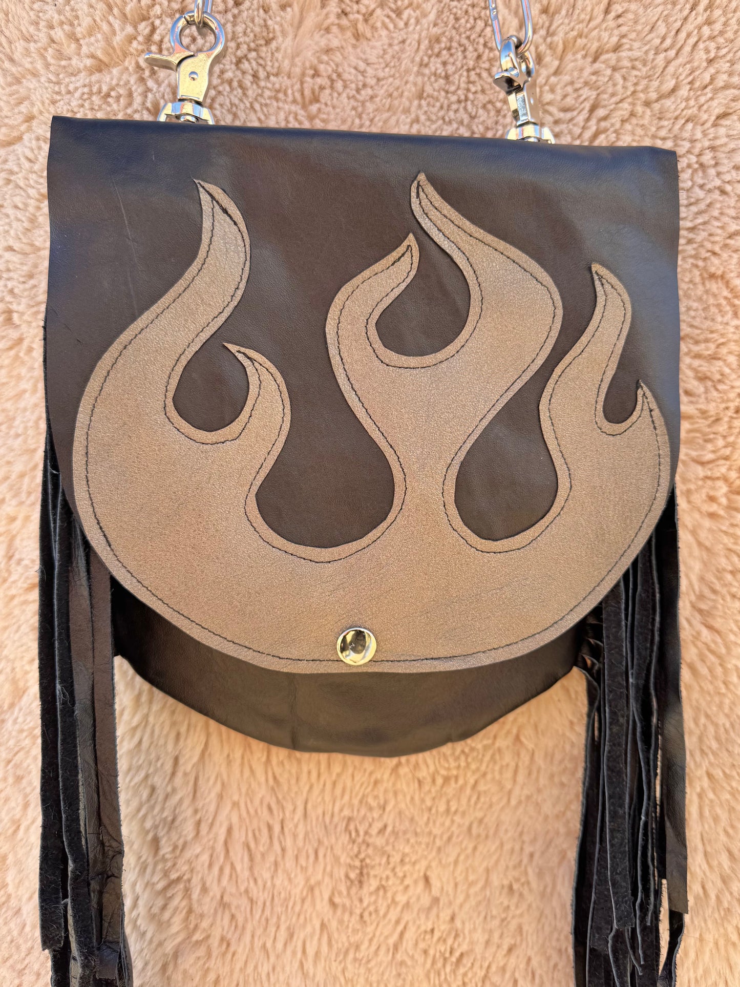 Silver Flame Biker Bag