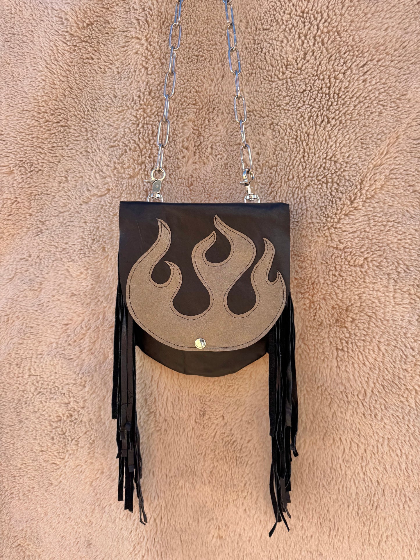 Silver Flame Biker Bag