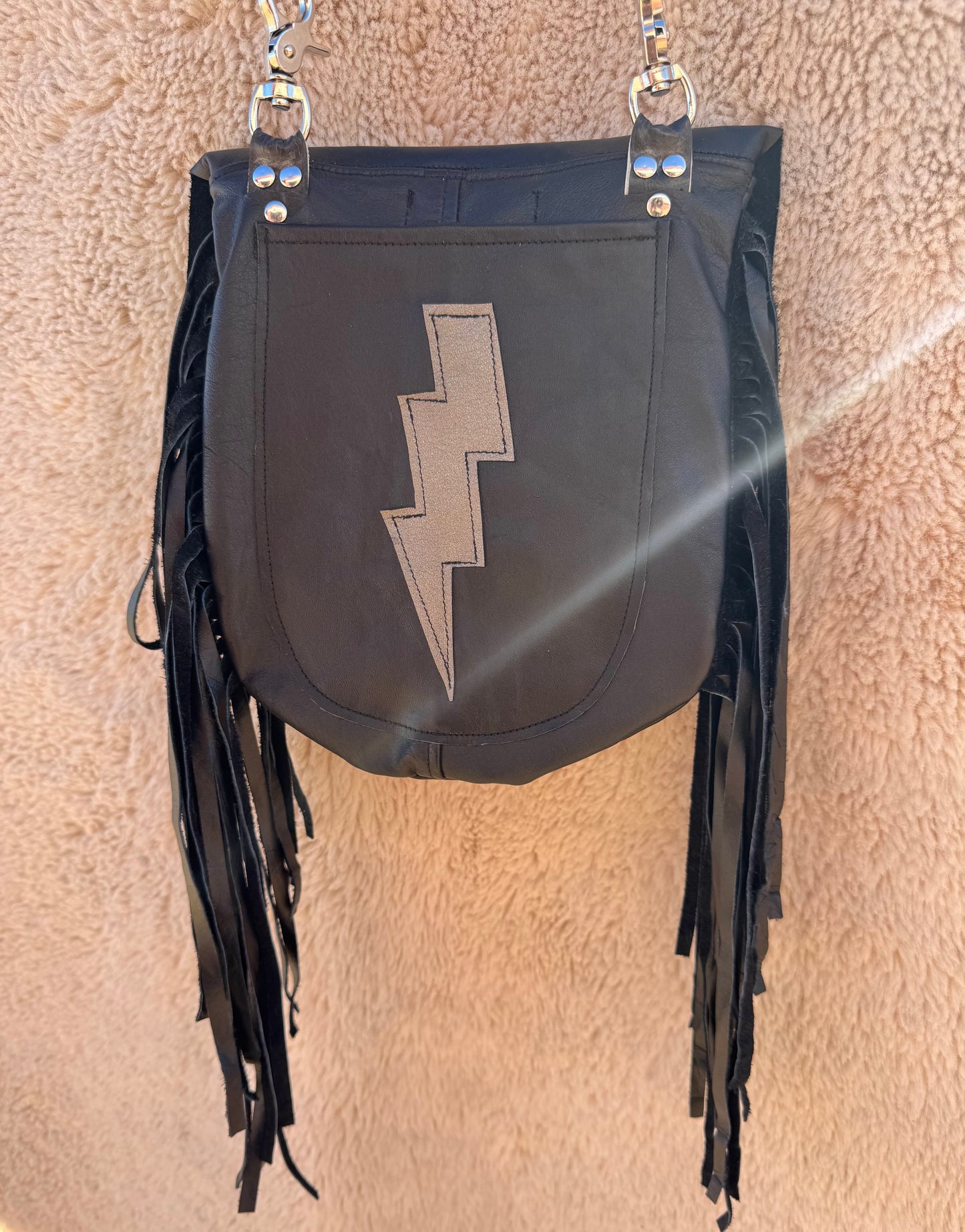 Silver Flame Biker Bag