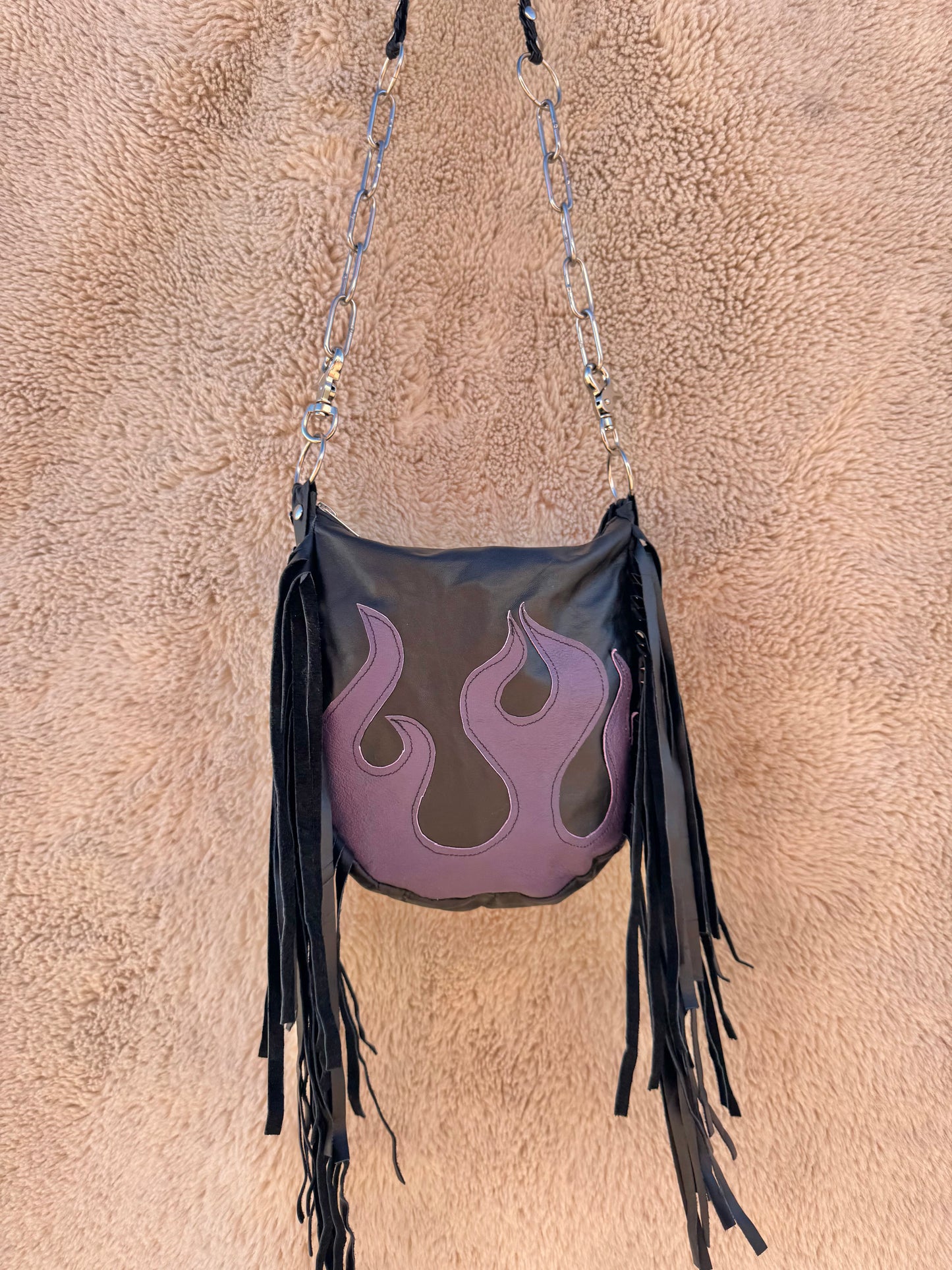 Purple Flame Biker Bag