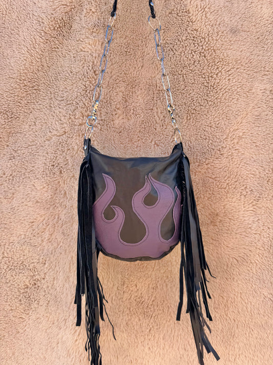 Purple Flame Biker Bag