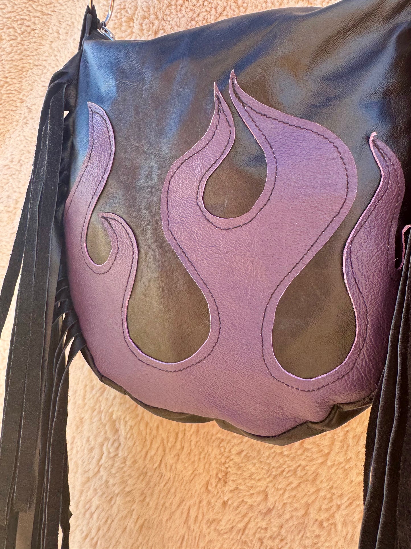 Purple Flame Biker Bag