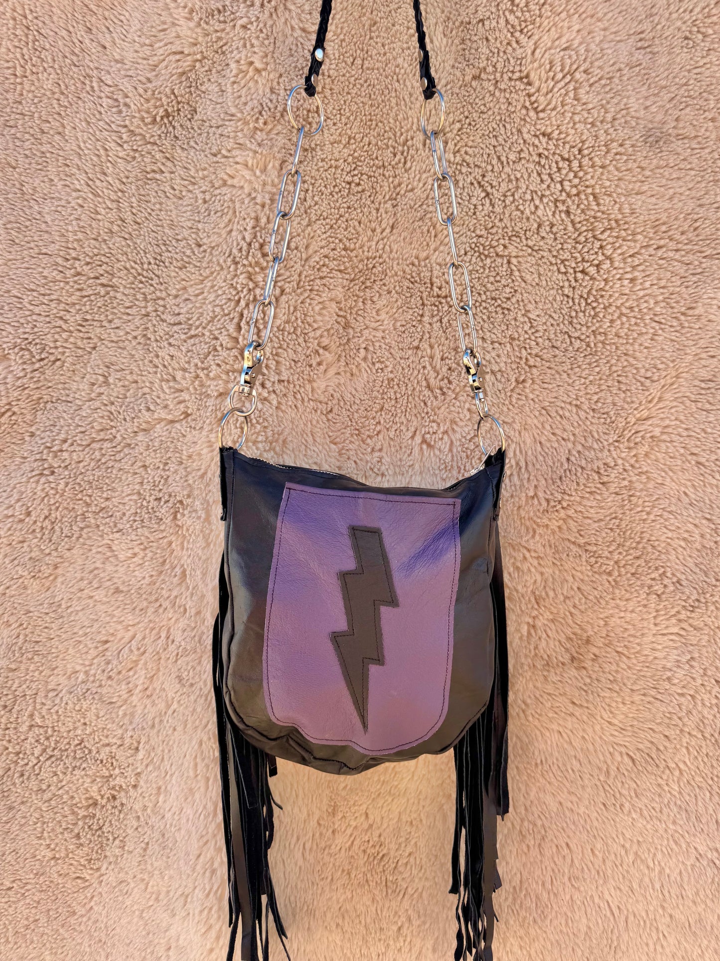 Purple Flame Biker Bag