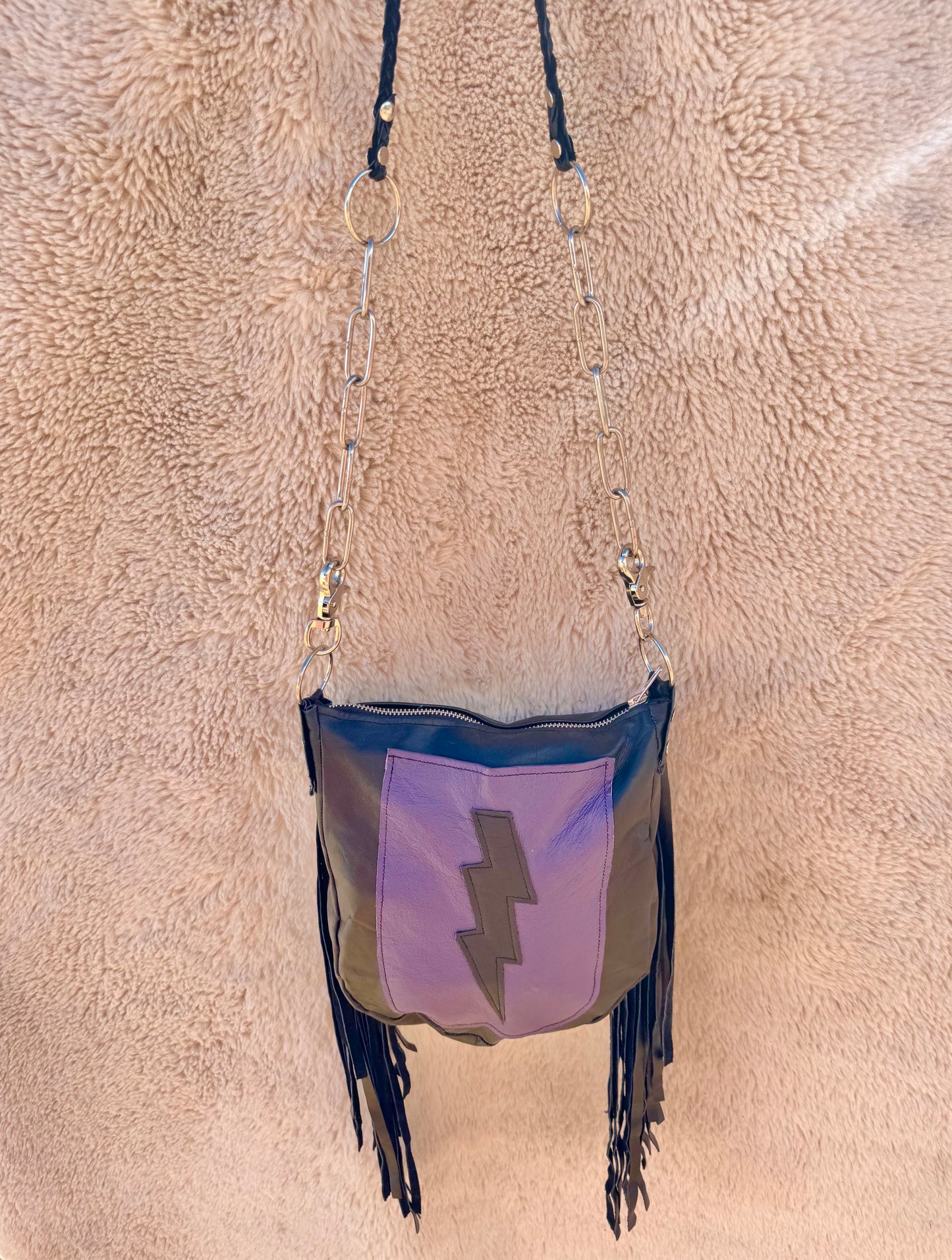 Purple Flame Biker Bag