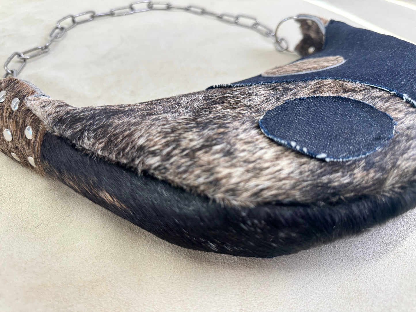 Half Moon Yin Yang-Denim Handbag