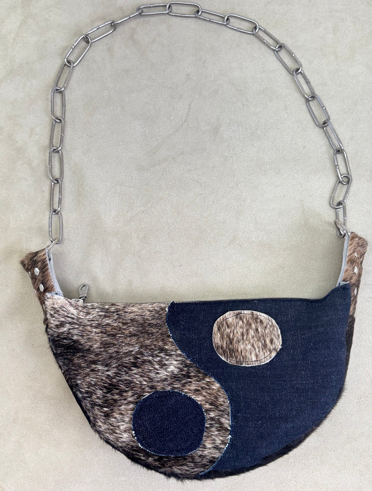 Half Moon Yin Yang-Denim Handbag