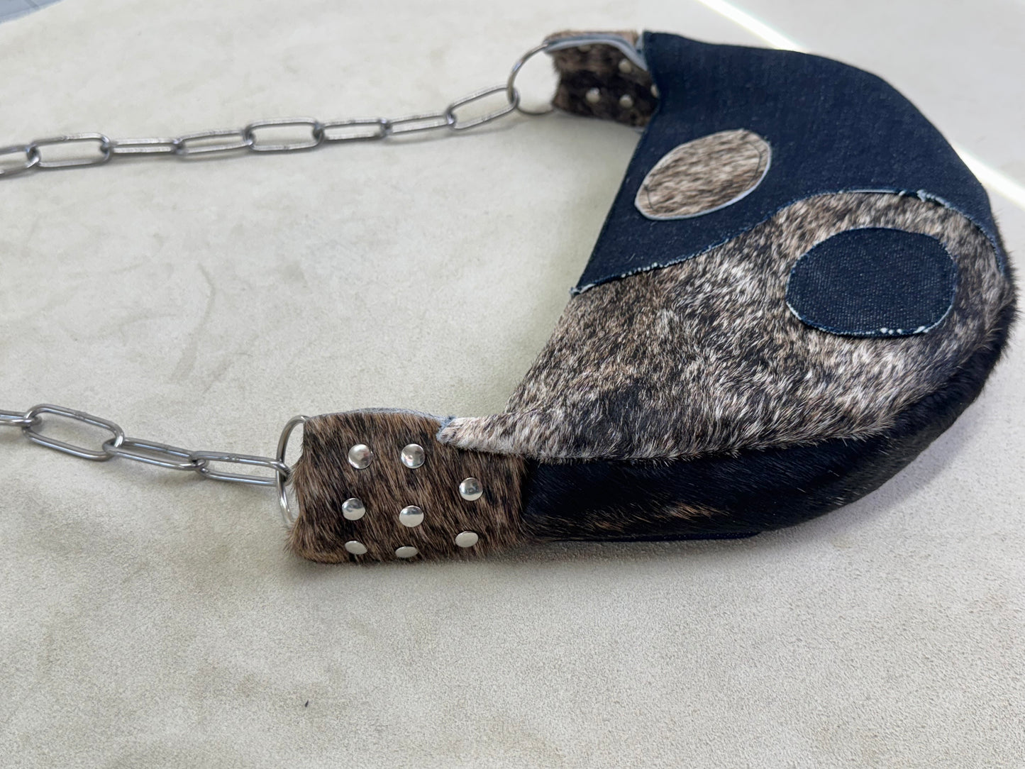 Half Moon Yin Yang-Denim Handbag