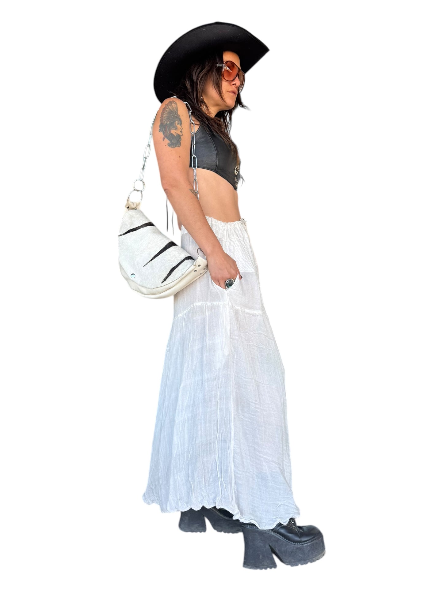 Half Moon Handbag with Striped Hide (large)