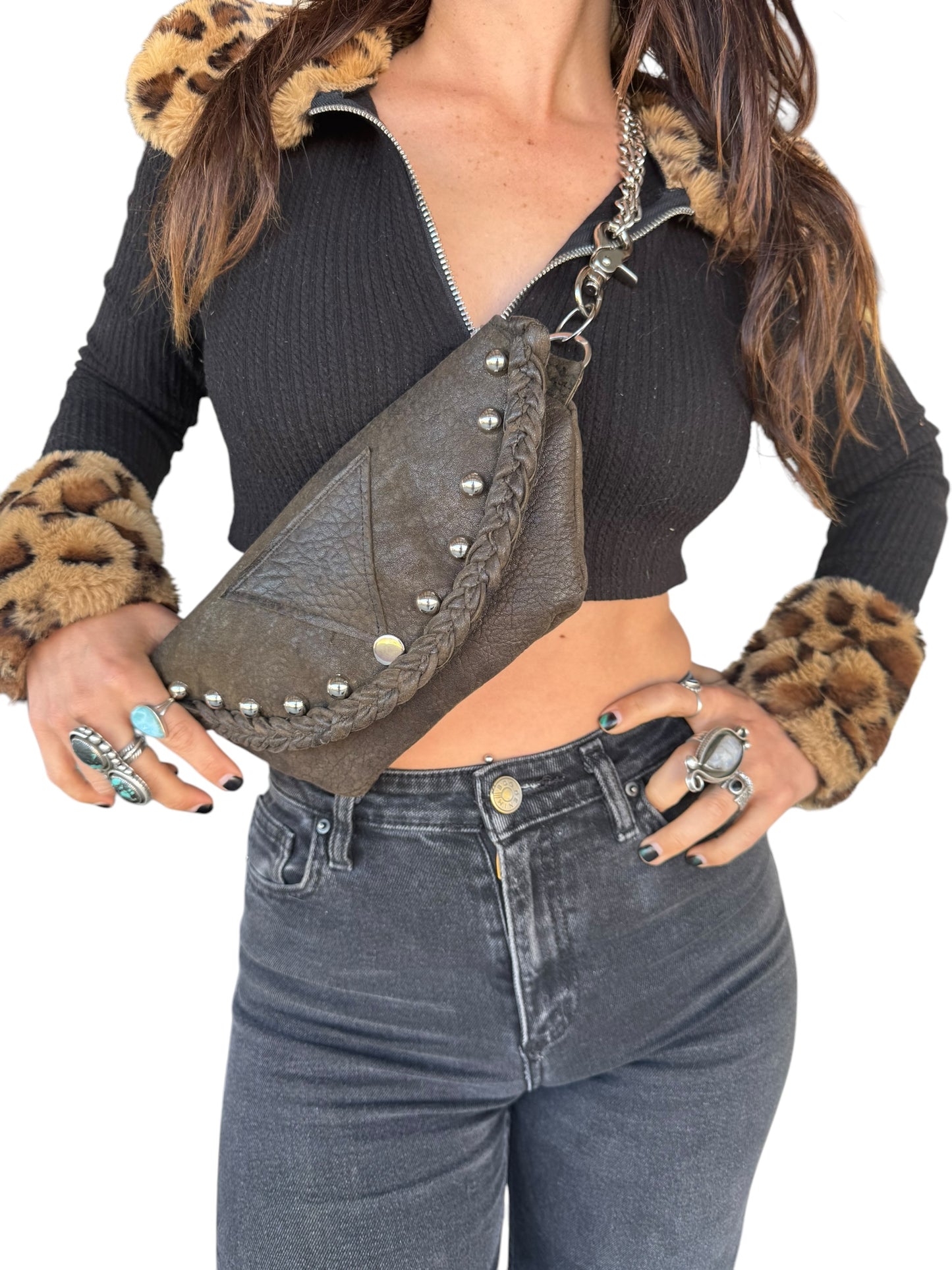 Studded Chain Belt Bag