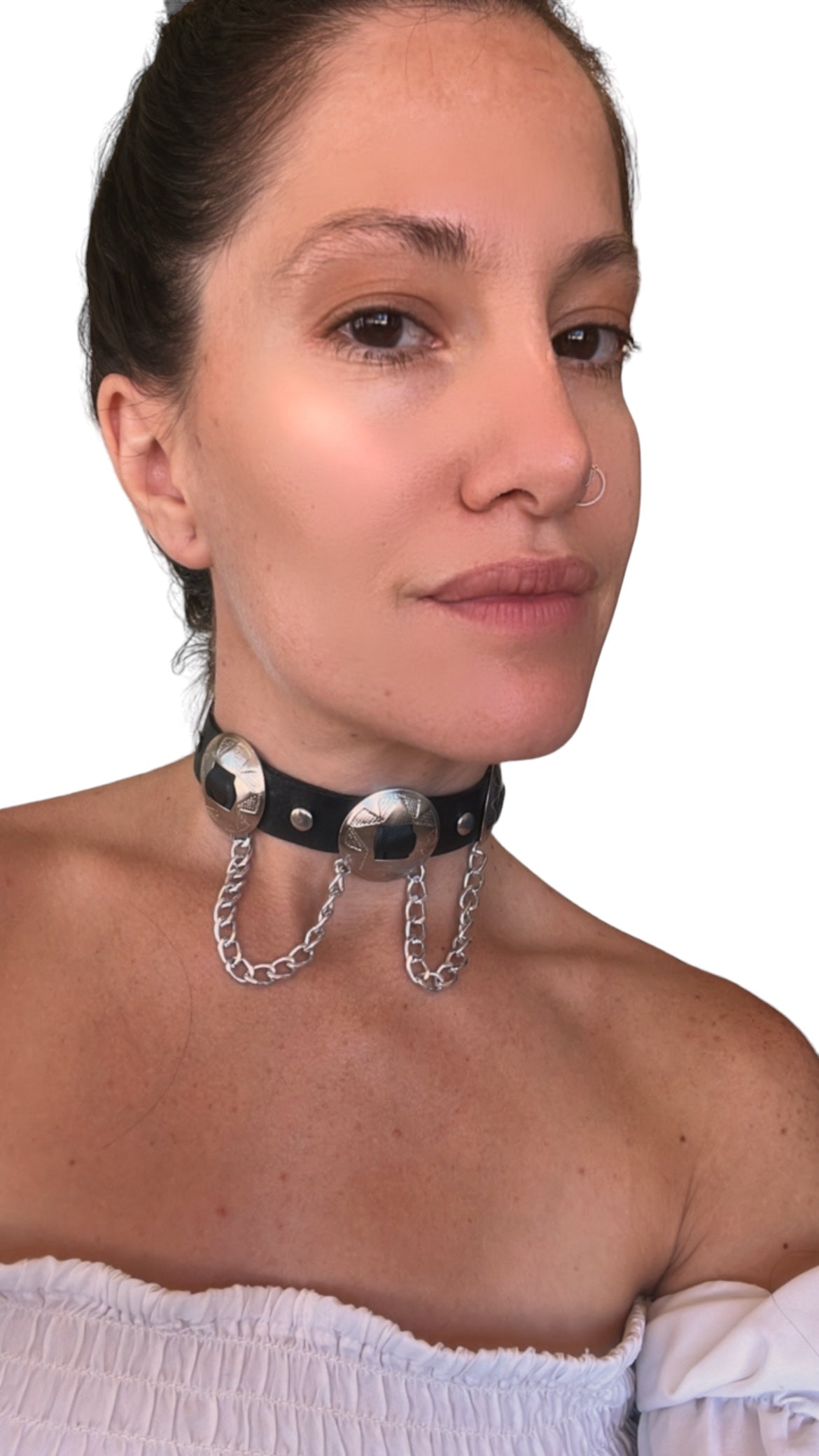Triple Threat Concho Choker with Looped Chain