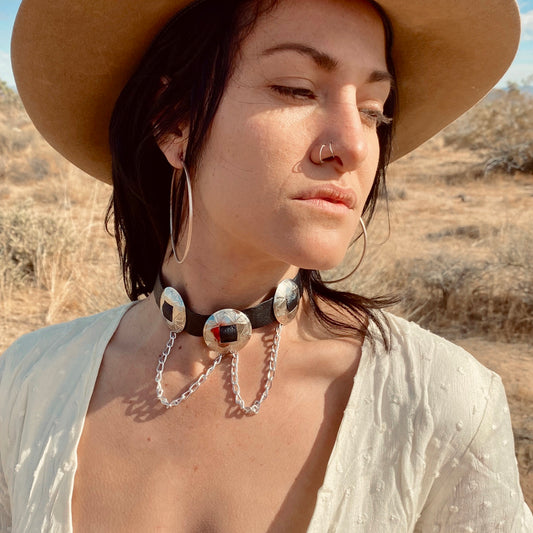 Triple Threat Concho Choker with Looped Chain