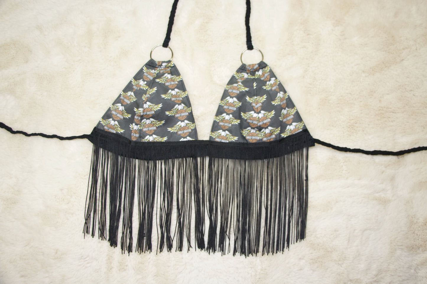 Fringe Halter Top w/ Harley Print