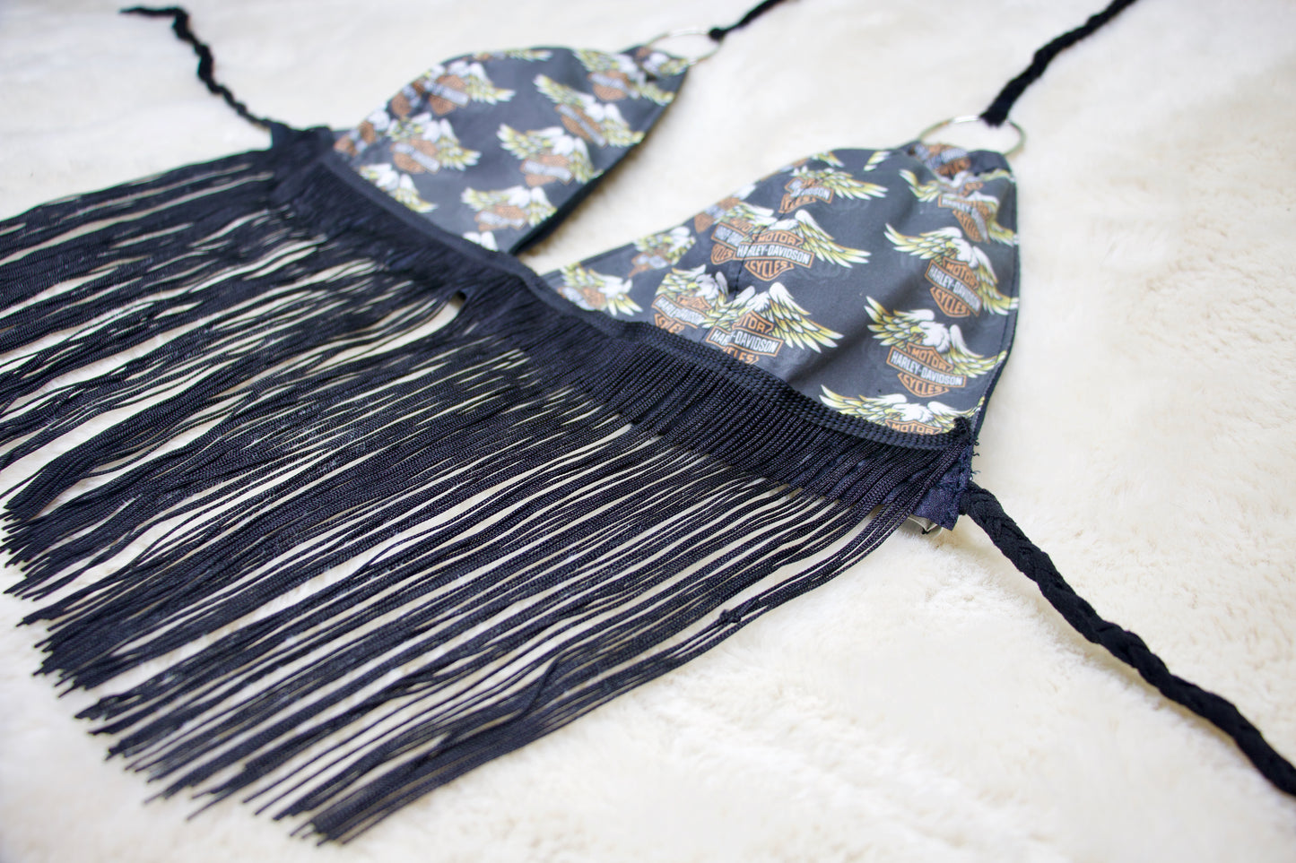 Fringe Halter Top w/ Harley Print