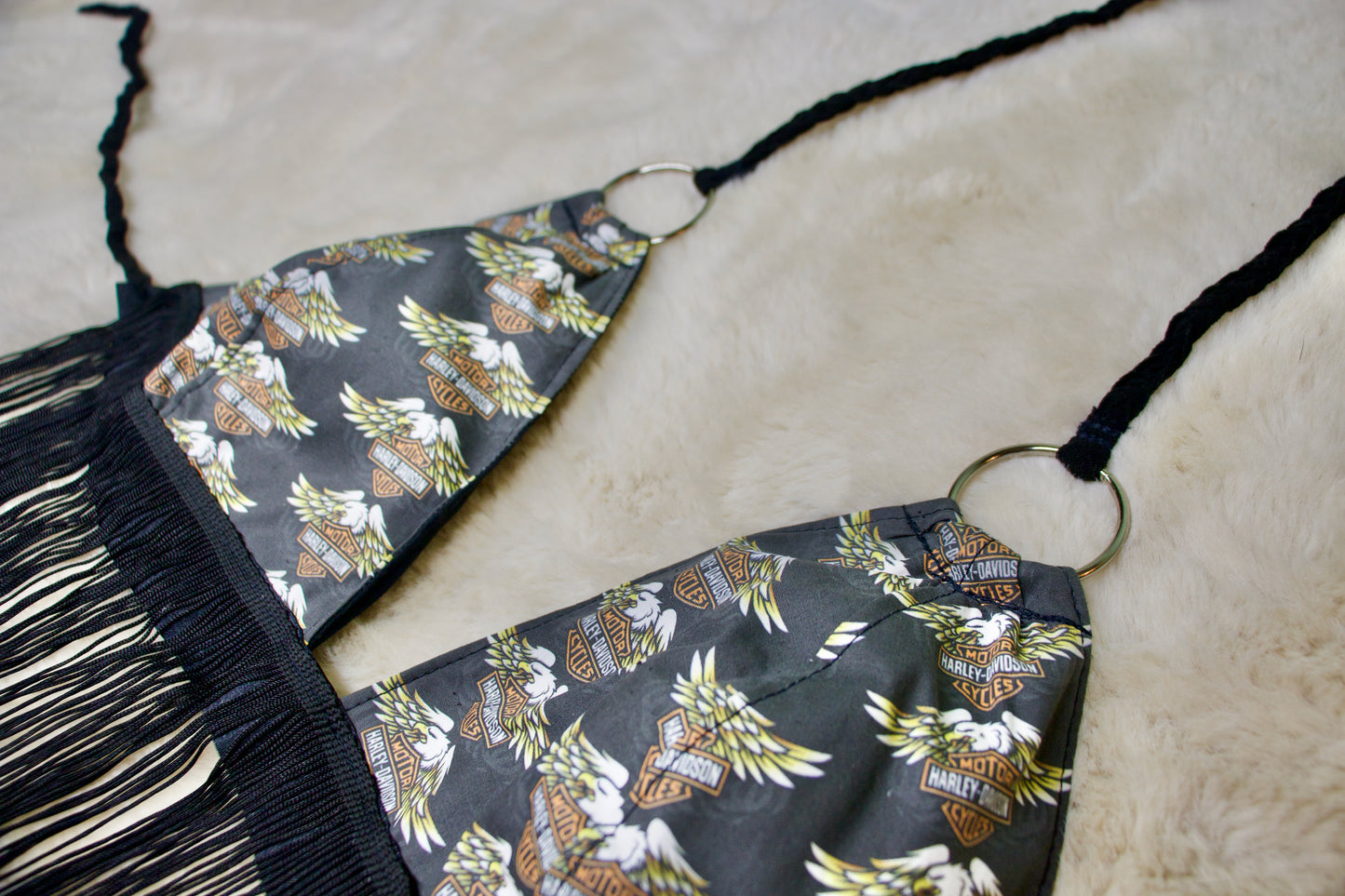 Fringe Halter Top w/ Harley Print