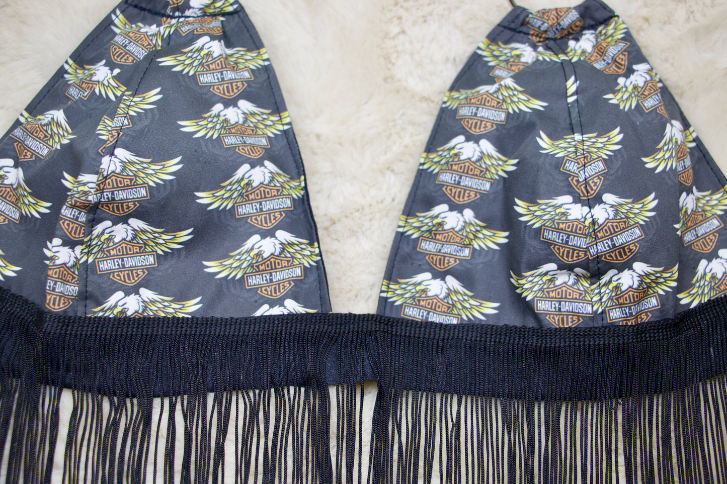 Fringe Halter Top w/ Harley Print