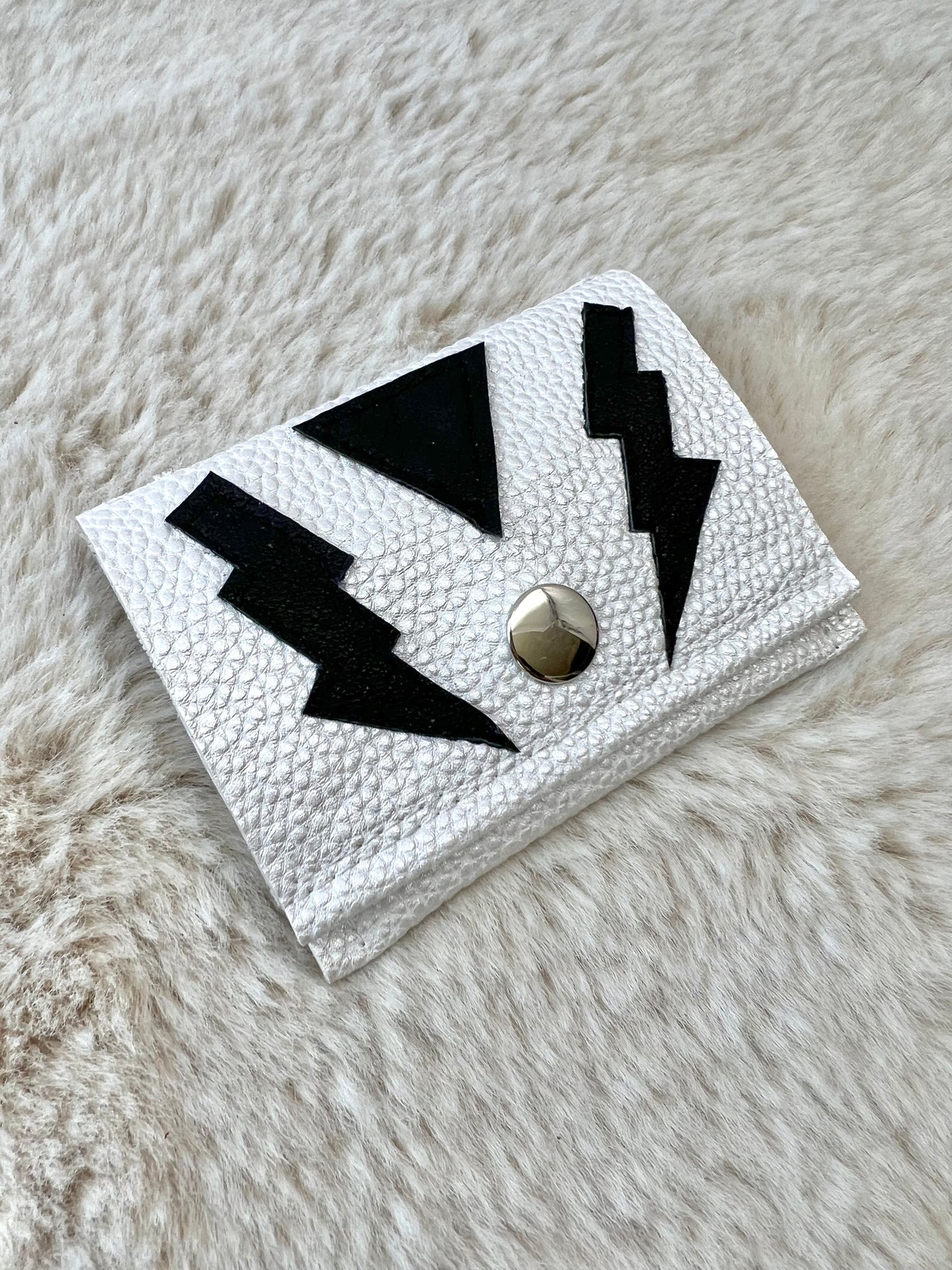 White Lightning Wallet w/ Lightning Bolt Appliqué