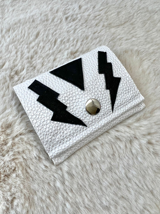 White Lightning Wallet w/ Lightning Bolt Appliqué