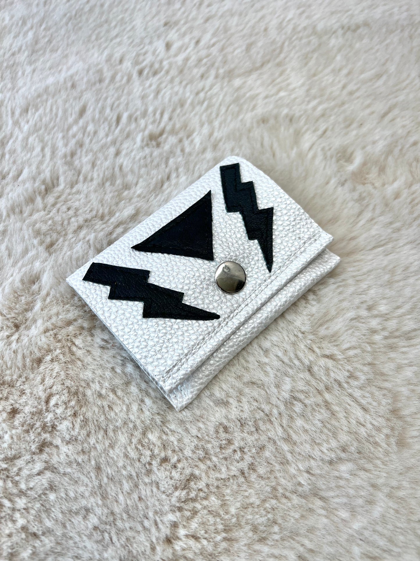 White Lightning Wallet w/ Lightning Bolt Appliqué