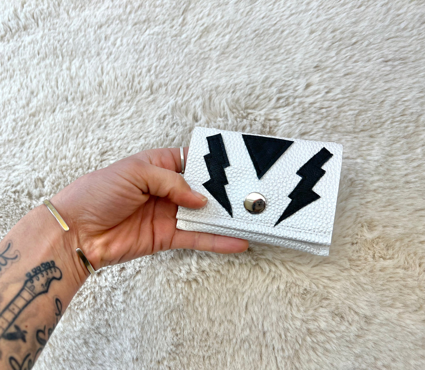 White Lightning Wallet w/ Lightning Bolt Appliqué