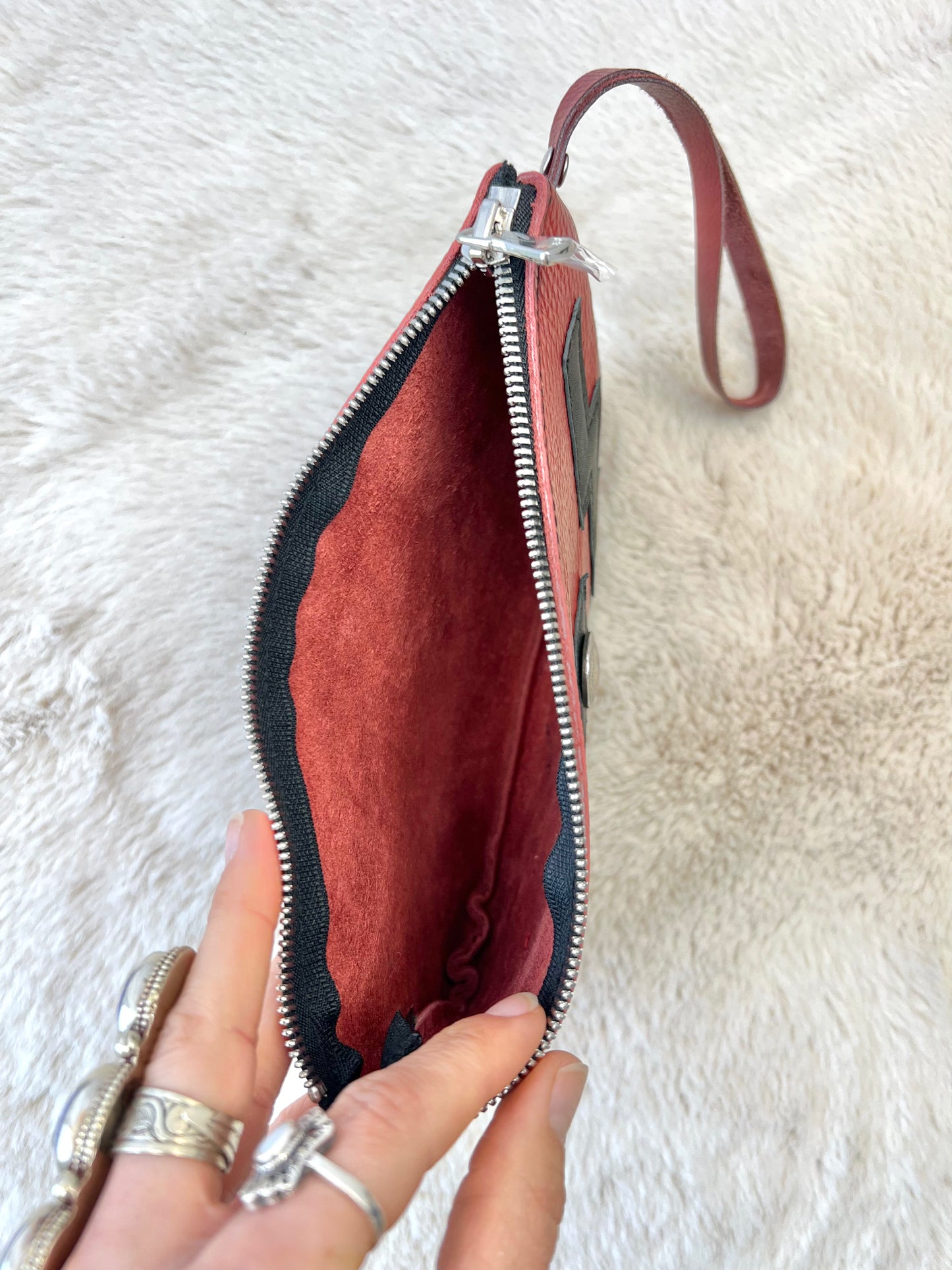 Red Lightning Clutch w/ Indian Nickel