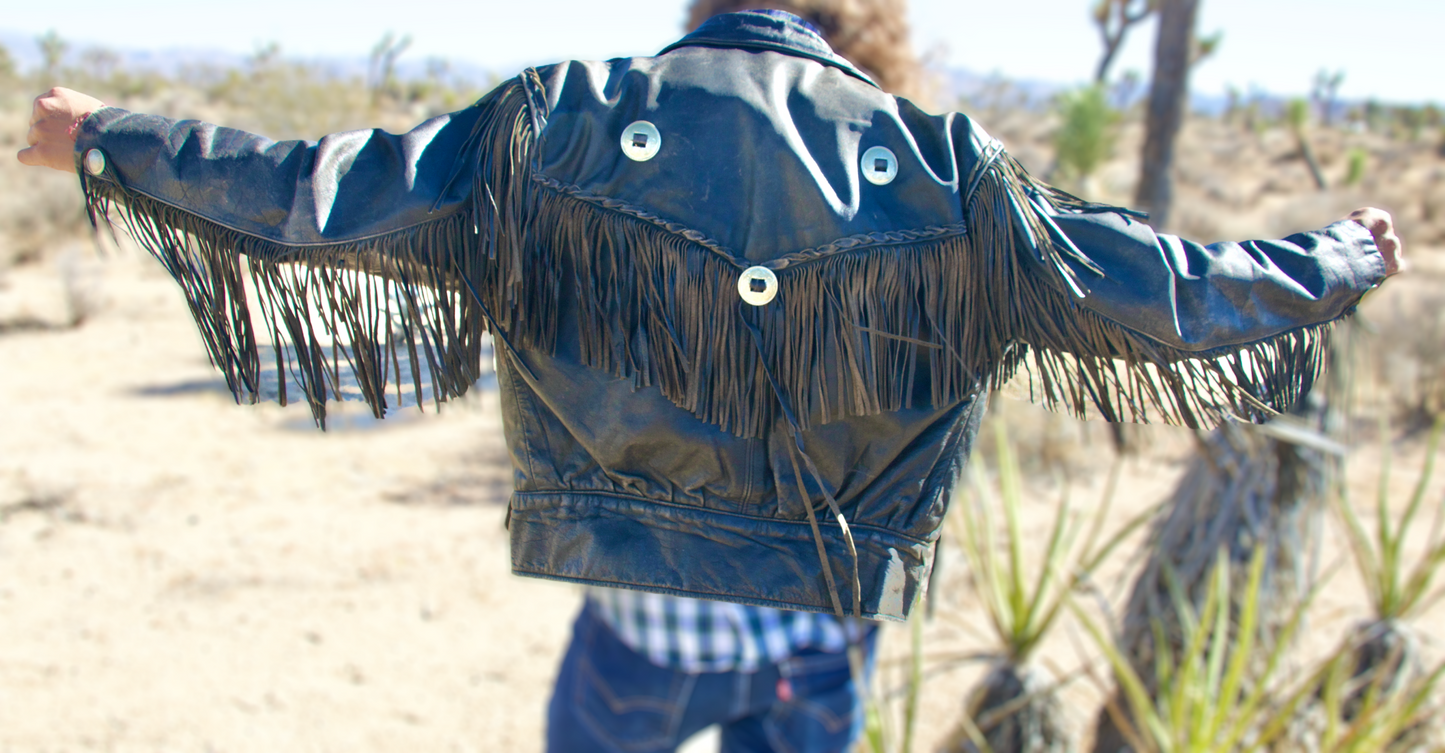 1970's Biker Jacket w/ fringe & conchos