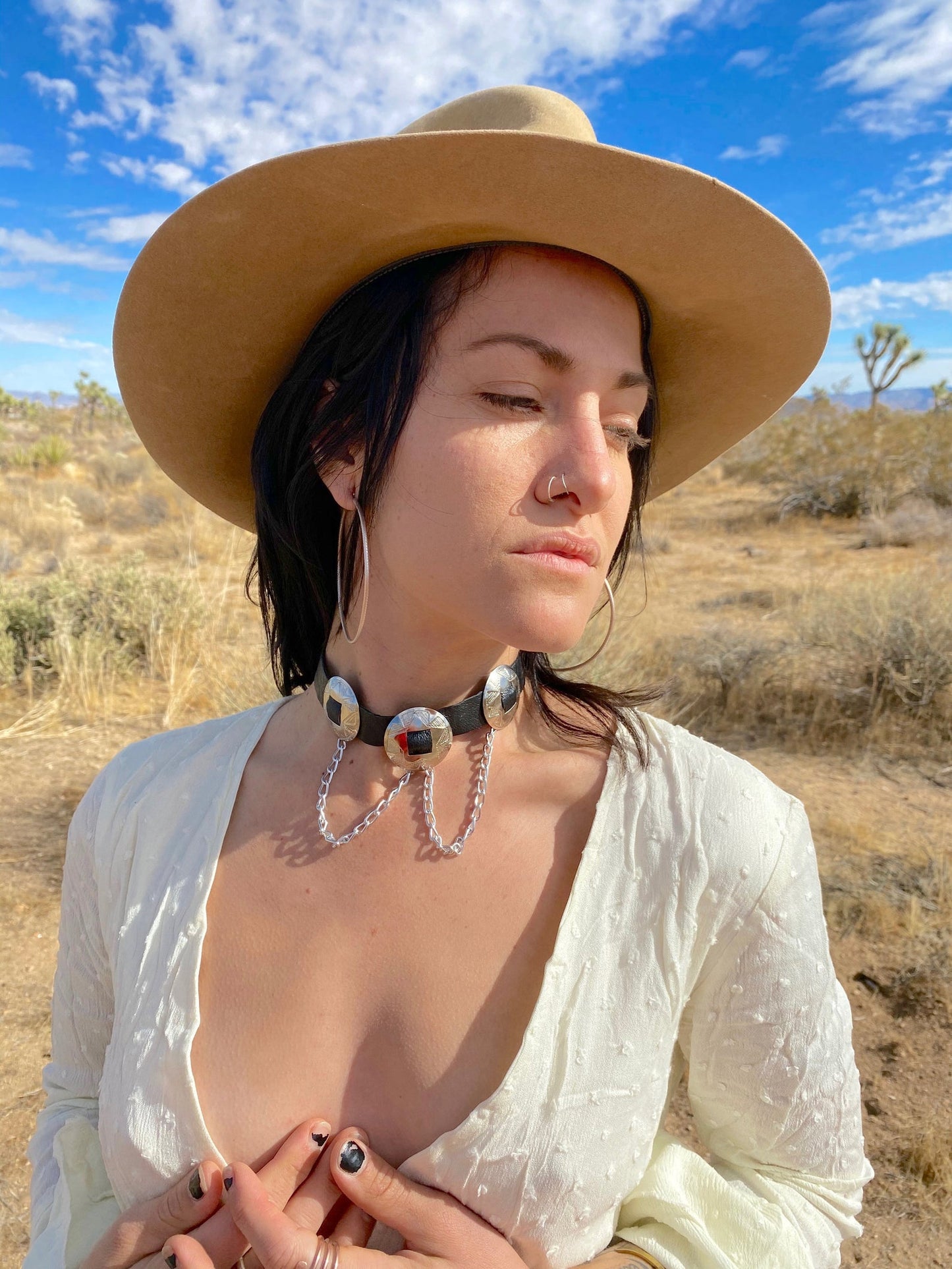 Triple Threat Concho Choker with Looped Chain