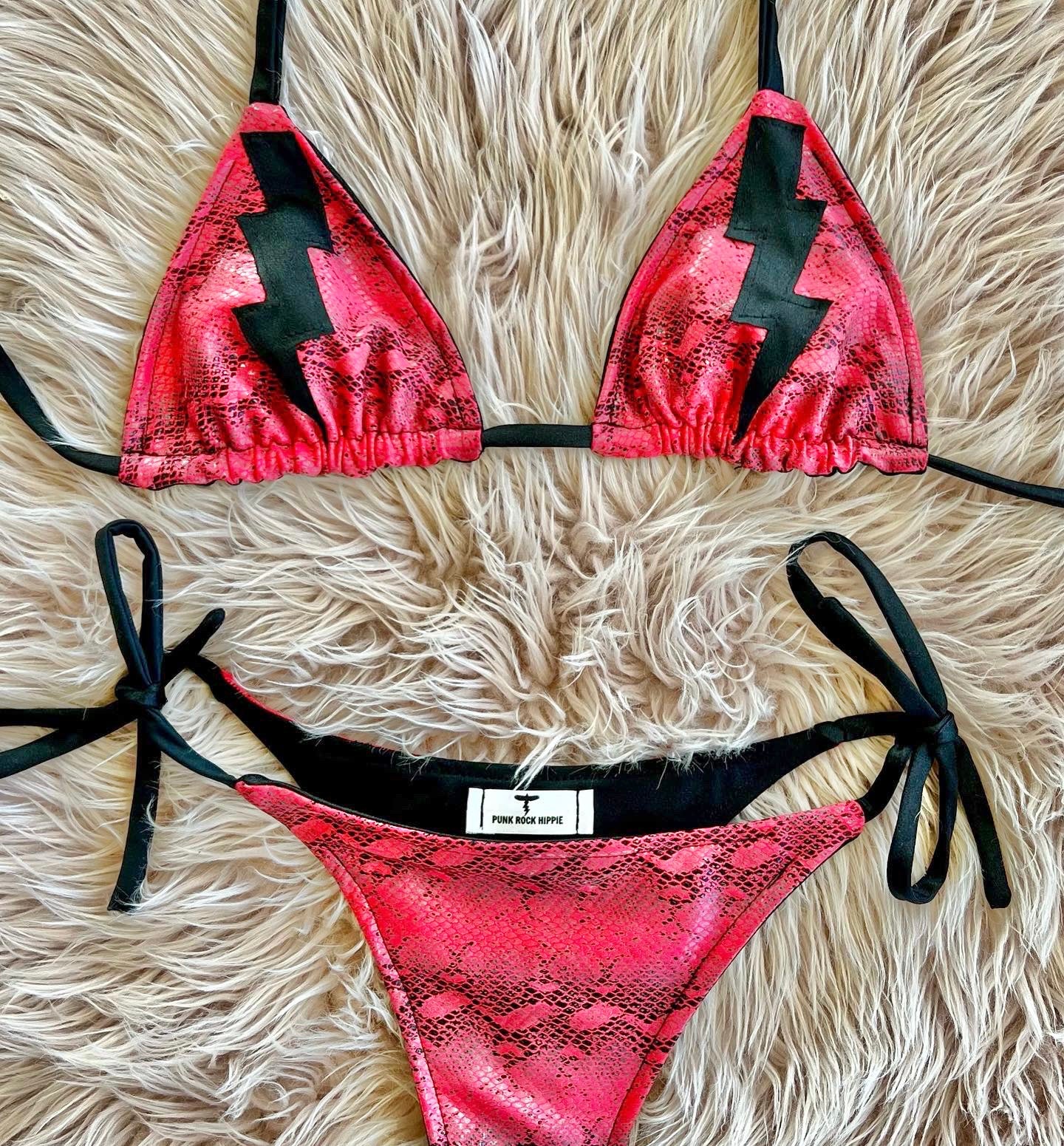 Electric Lady Red Snake Thong Bikini Bottom