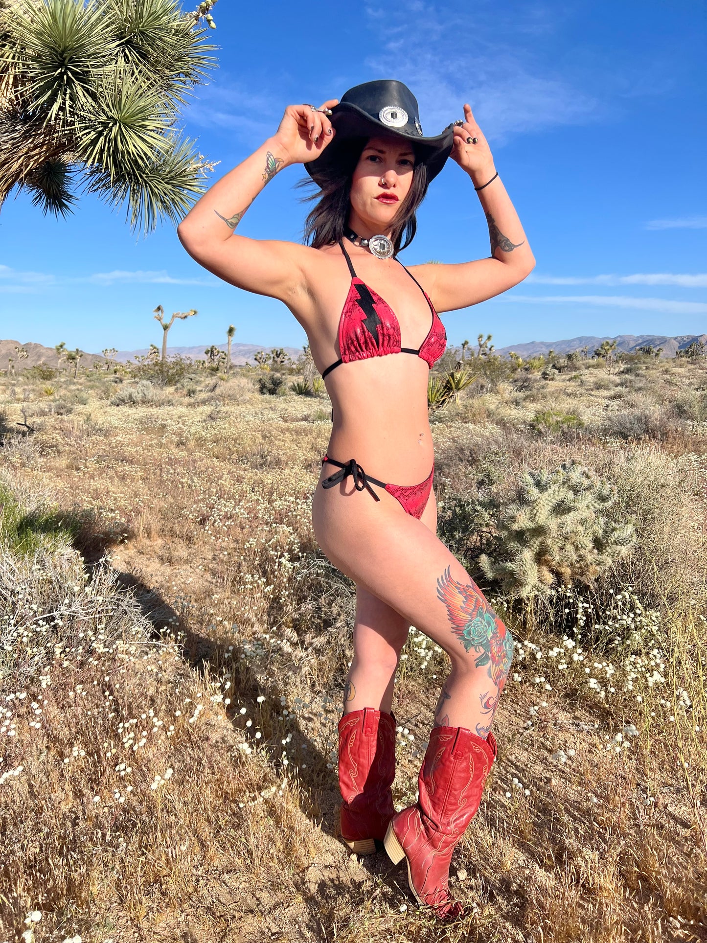 Electric Lady Red Snake Bikini Top