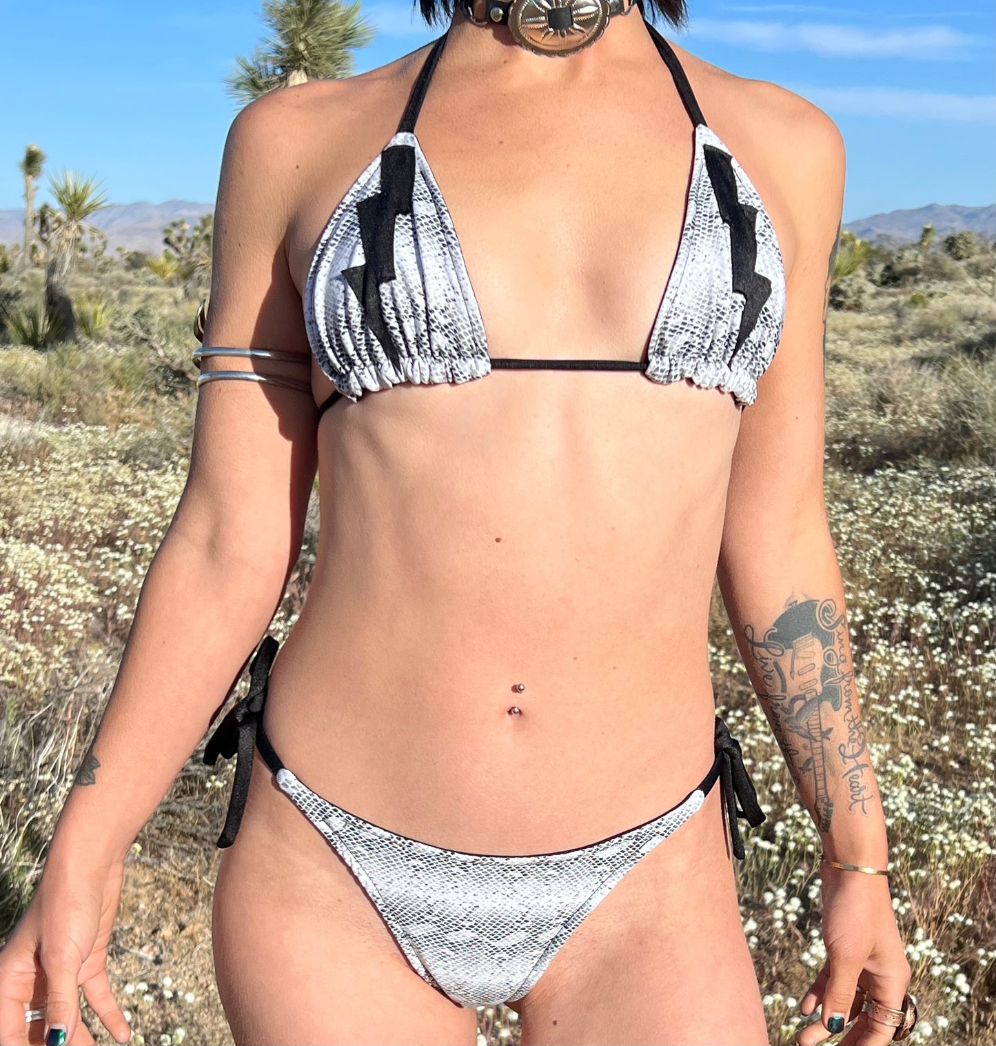 Electric Lady White Snake Bikini Top