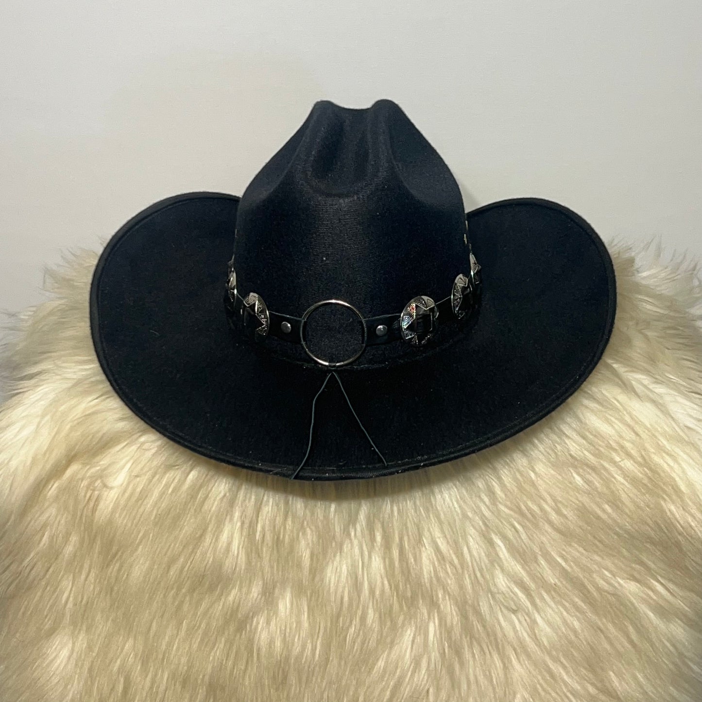 Black Felt Cowboy Hat with Circle Conchos