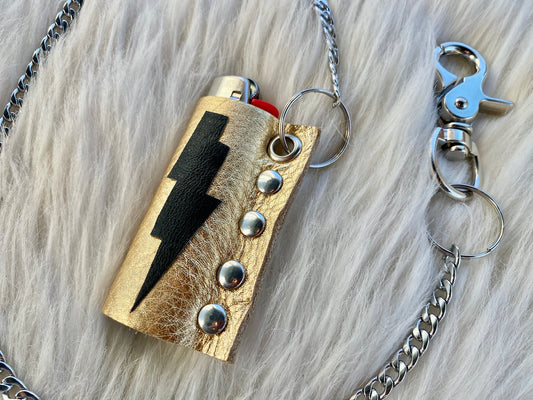 Electric Gold Lighter Case w/ Black Bolt