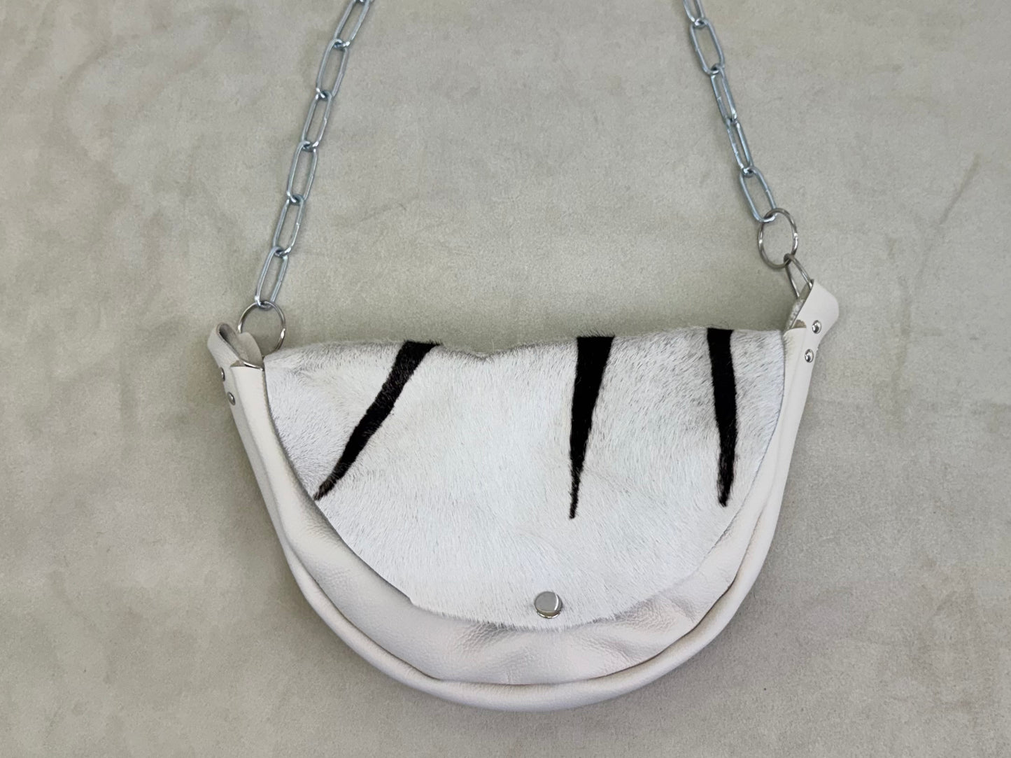 Half Moon Handbag with Striped Hide (large)