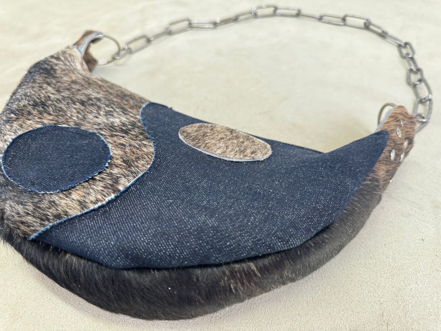 Half Moon Yin Yang-Denim Handbag