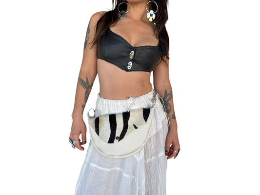 Half Moon Handbag with Zebra Hide