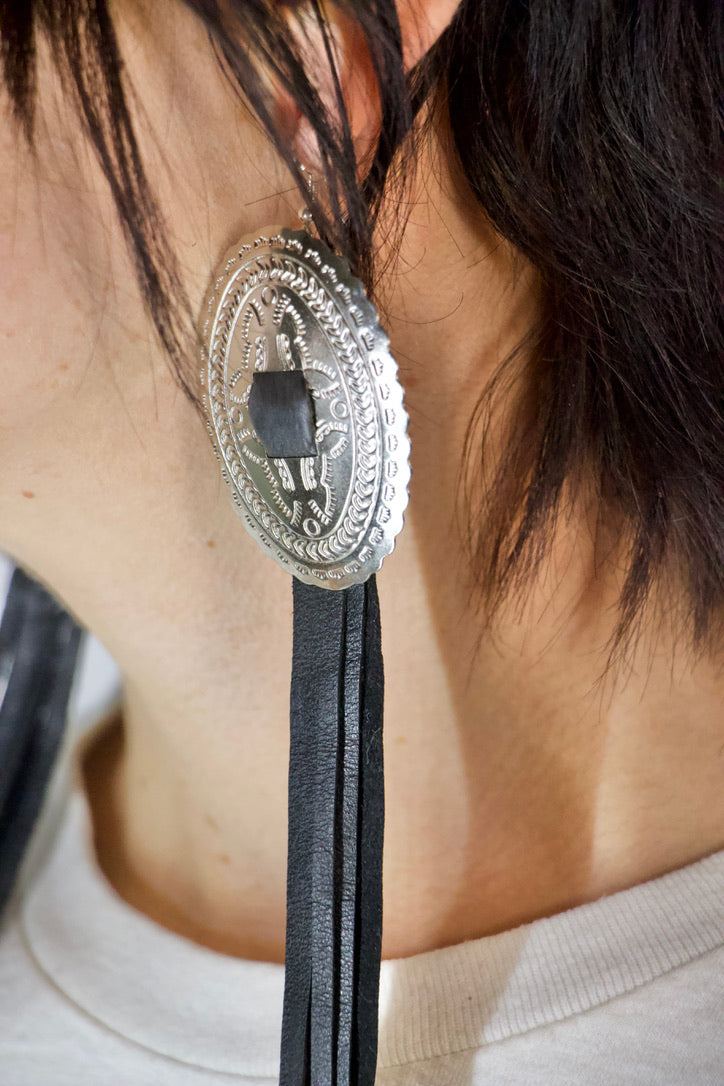 Oval Concho Fringe Earrings