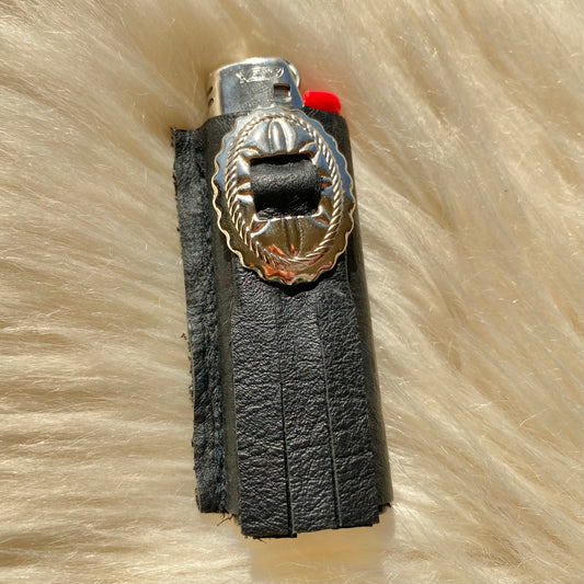 Oval Concho Lighter Case with Fringe