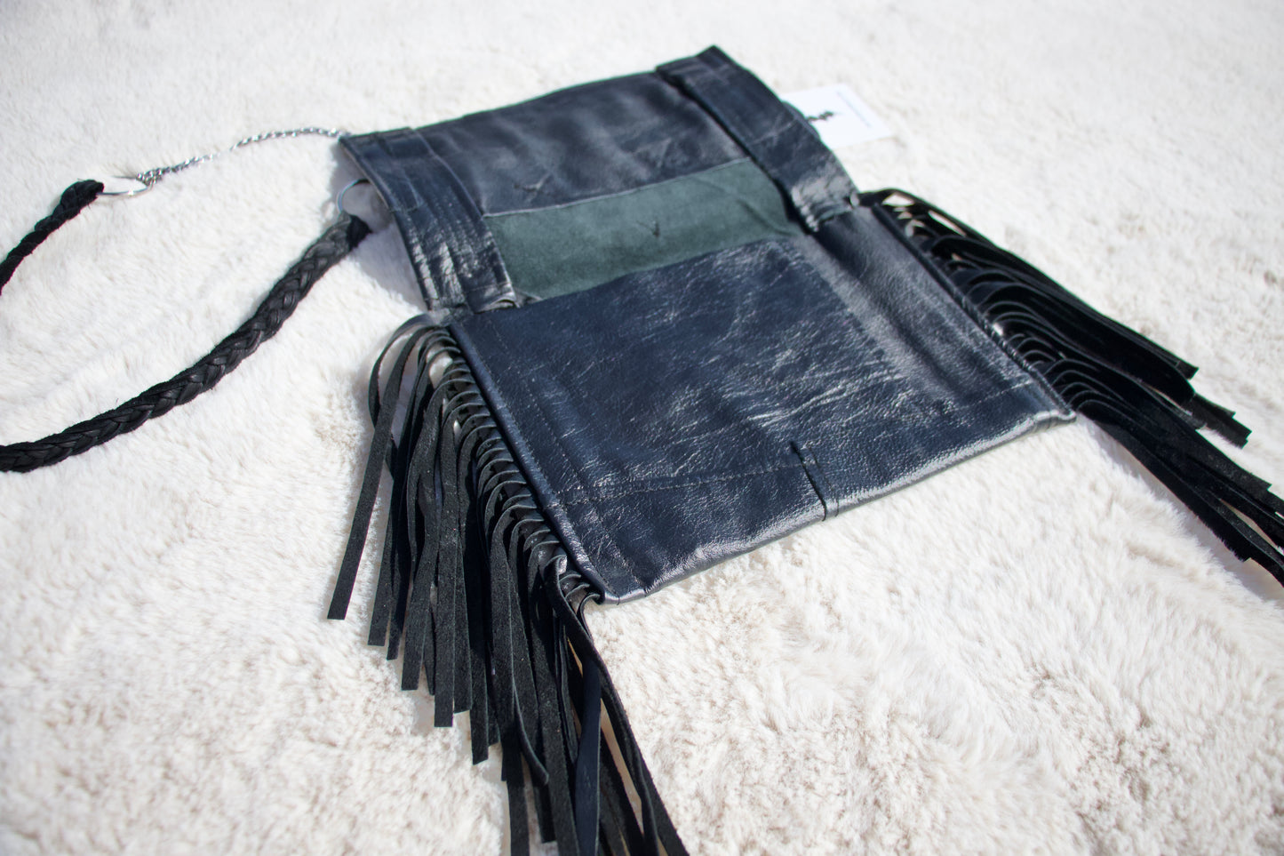 Black Patchwork Leather Handbag
